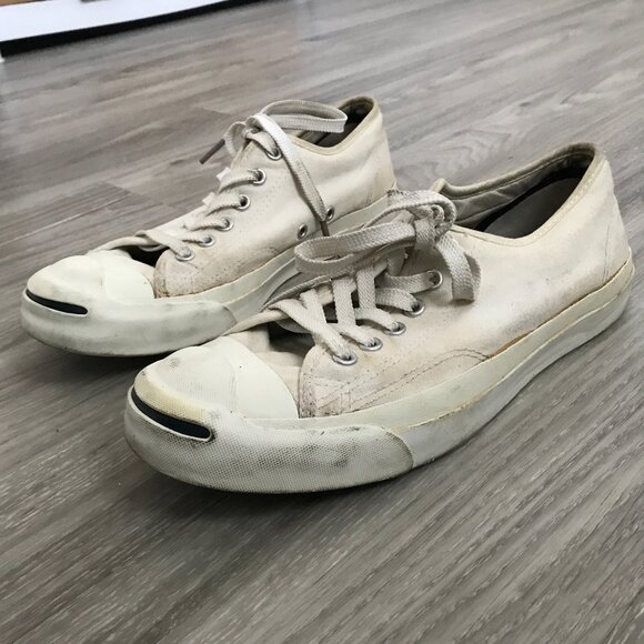 VTG JACK PURCELL CONVERSE ADULT SNEAKERS WHITE CANVAS BOAT SHOES WOMENS 8.5 - Picture 2 of 11